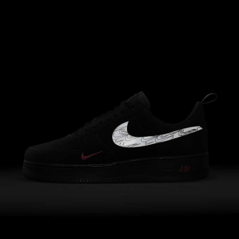 Nike air force 1 '07 outlet black red pull tab grey